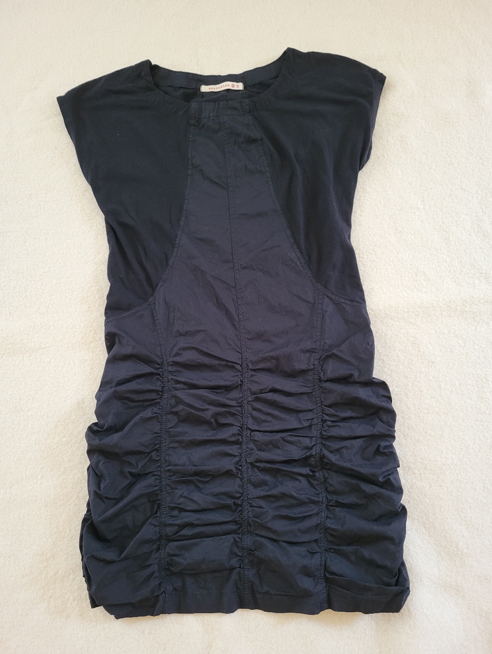 Wearables Black Mini Dress Women's Size Medium Short Sleeve Cotton Strech